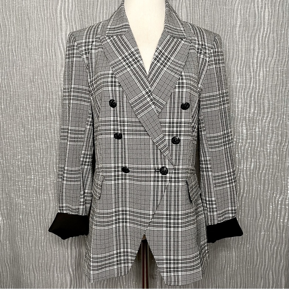 Madison d’Amelie Paris double breasted plaid blazer